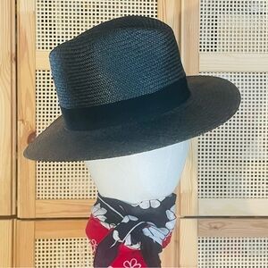 Rag & Bone Black Panama Fedora Straw Hat M/L